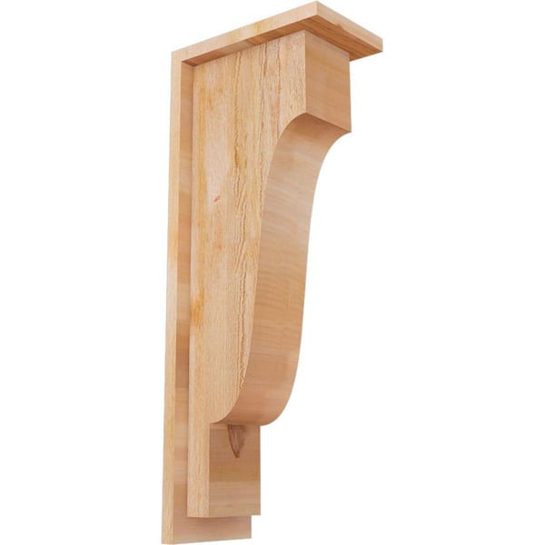 Ekena Millwork 6 in. x 10 in. x 26 in. Western Red Cedar Newport Rough Sawn Corbel with Backplate