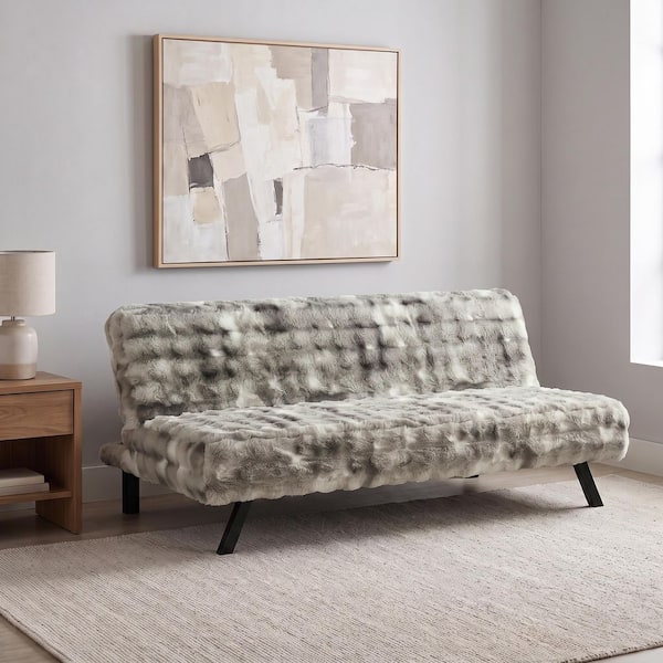 Brixton 3 Position Convertible 66.5 in. Gray Polyester Twin Size Futon Chair