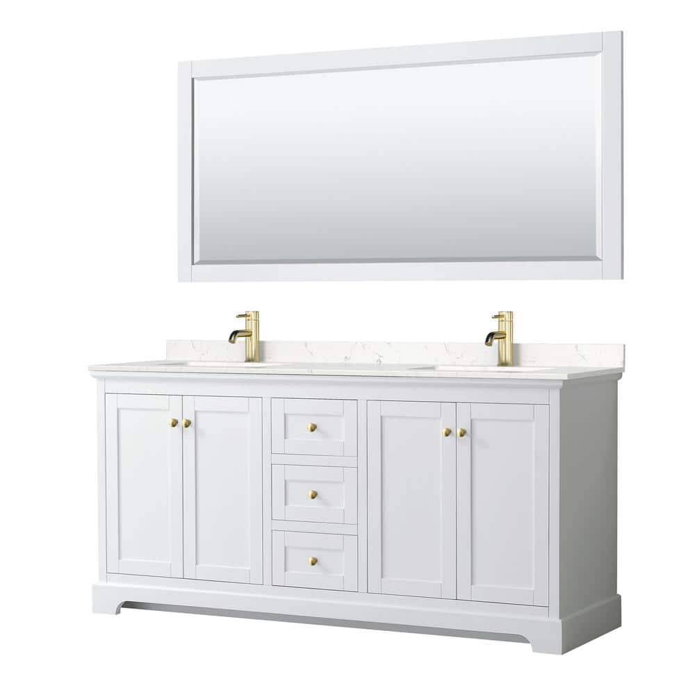 Avery 72 in. W x 22 in. D x 35 in. H Double Sink Bath Vanity in White with Carrara Cultured Marble Top and 70 in. Mirror price history on PriceWatchPro