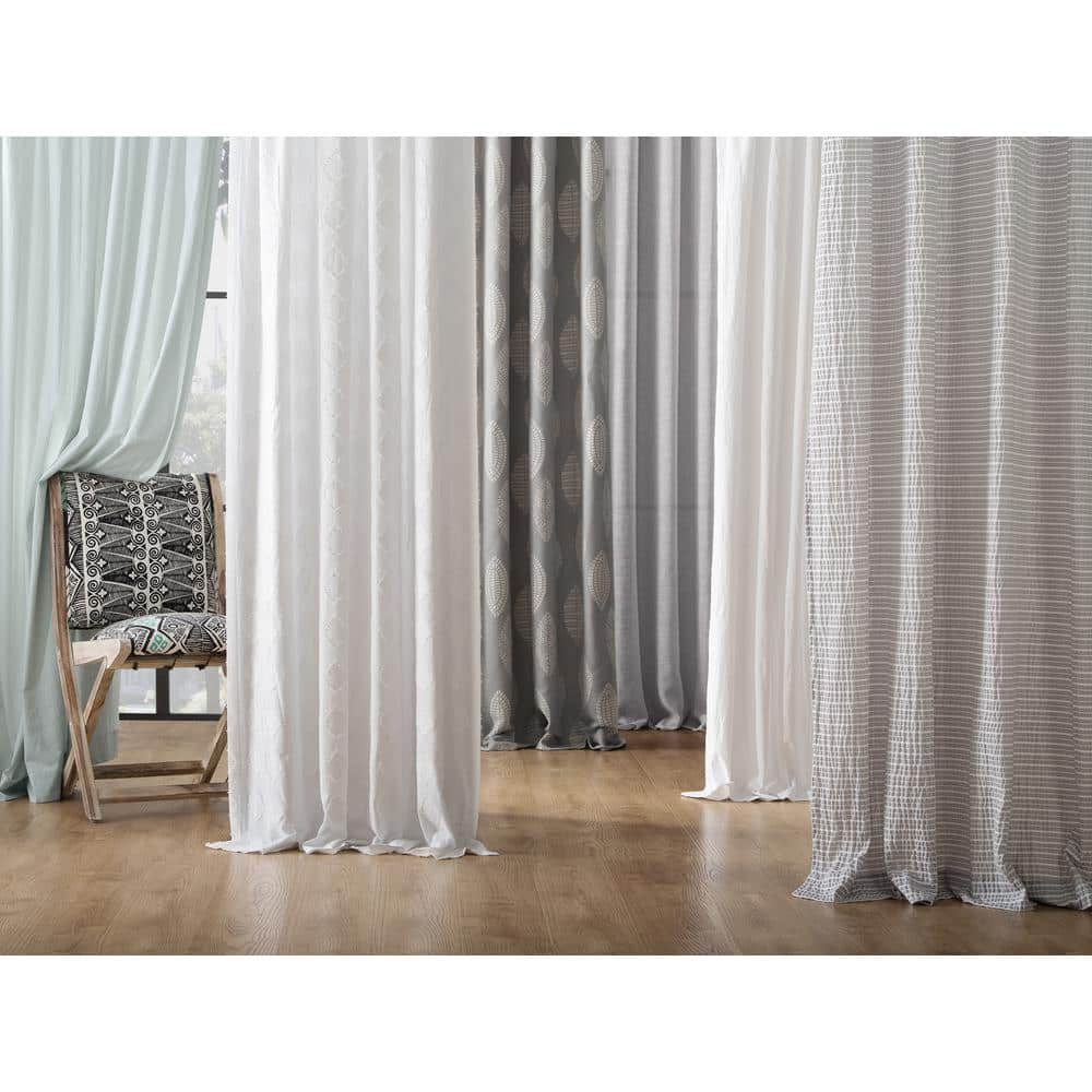 Gray Linen Blend Sheer Grommet Window Panel, 52" x 95"