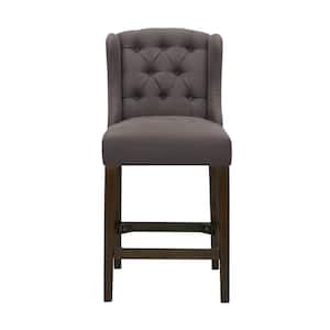 Belcrest Sable Brown Wood Upholstered Counter Stool with Back and Charcoal Gray Seat (20.08 in. W x 40.16 in. H)