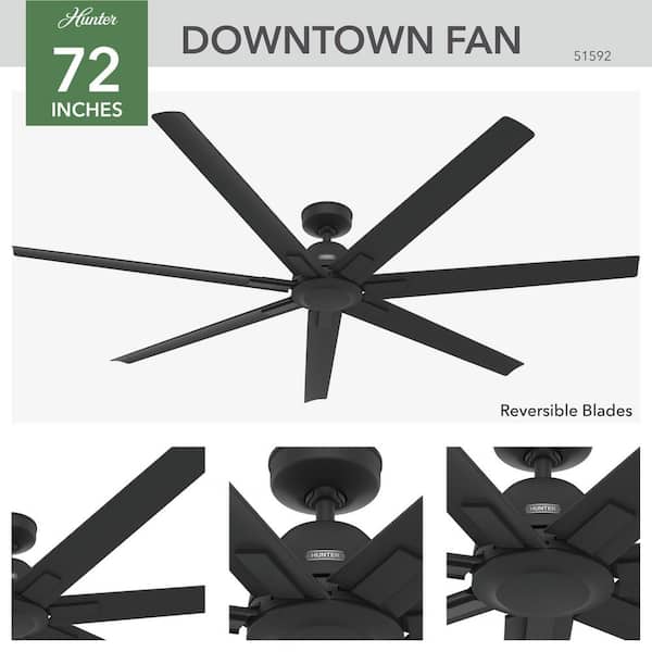 Hunter Downtown 72 in. 6-Speed Ceiling Fan in Matte Black with