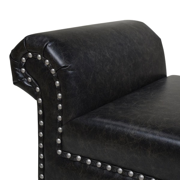  Hruile Faux Leather Bench Cushion with Fixing Ties