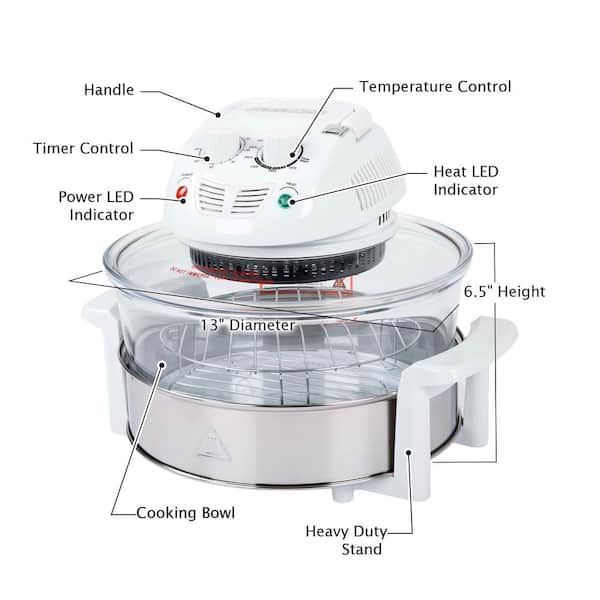 Classic Cuisine - 12-17 qt. Glass Halogen Air Fryer, White