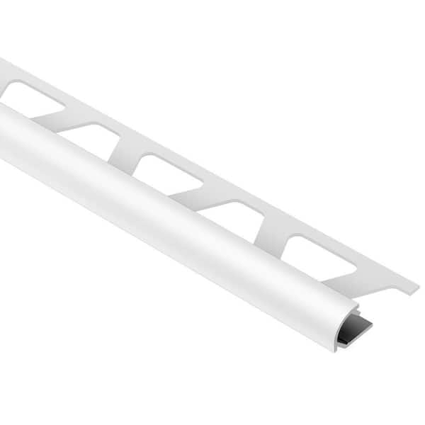 Schluter Rondec Light Grey Color-Coated Aluminum 3/8 in. x 8 ft. 2-1/2 in. Metal Bullnose Tile Edging Trim