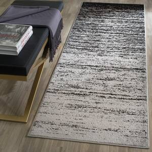 Adirondack Silver/Black 3 ft. x 8 ft. Solid Striped Runner Rug