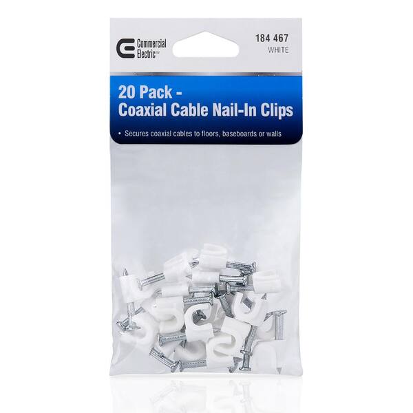100 Pack Steren 200-960 RG6 Cable Mounting Clips W/Nail Black