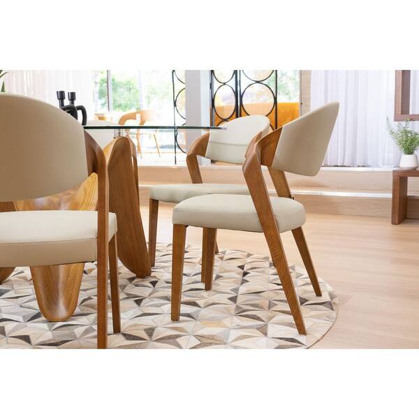 Arlo Mid-Century Beige and Walnut Dining Chair (Set of 2)