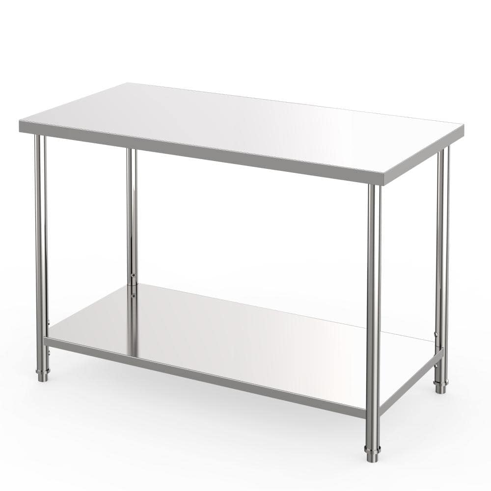 2-Tier Stainless Steel Commercial Prep Table Adjustable Undershelf, Durable Work Table 48x24x35 in Without casters price history on PriceWatchPro