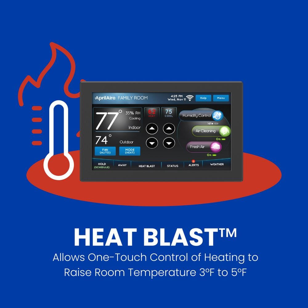 Black Rectangular Wi-Fi Programmable Touchscreen Thermostat