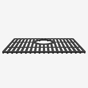 19 in. Silicone Kitchen Sink Protective Bottom Grid For Single Basin Sink in Matte Black