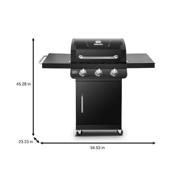 Dyna-Glo DGP397CNP-D Premier 3-Burner Propane Gas Grill in Black with Folding Side Tables - 3