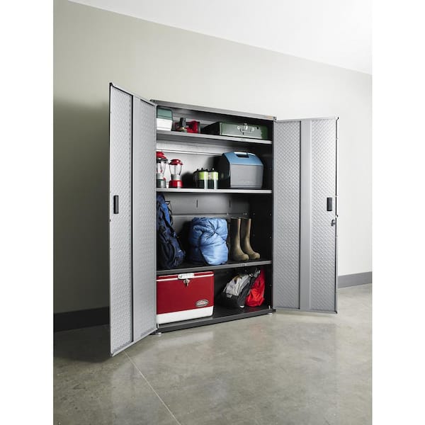 Ready-to-Assemble Steel Freestanding Garage Cabinet in Silver Tread (48 in. W x 72 in. H x 18 in. D)