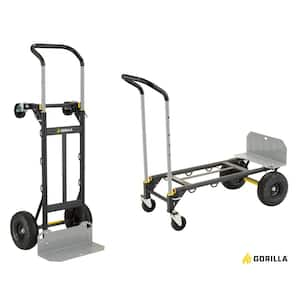 800 lbs. Capacity Convertible Steel Hand Truck, Wide Dual Mode Adjustable Height Handle, Simple/Safe Flatbed Conversion