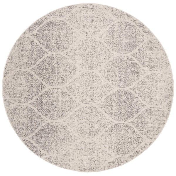 SAFAVIEH Madison Ivory/Silver 7 ft. x 7 ft. Round Medallion Area Rug