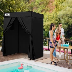 Flat Top 5 ft. x 5 ft. Outdoor Pop Up Shower Privacy Tent Dressing Changing Room, Black