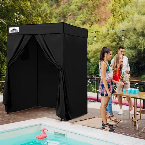 EAGLE PEAK Flat Top 5 ft. x 5 ft. Outdoor Pop Up Shower Privacy Tent Dressing Changing Room, Black