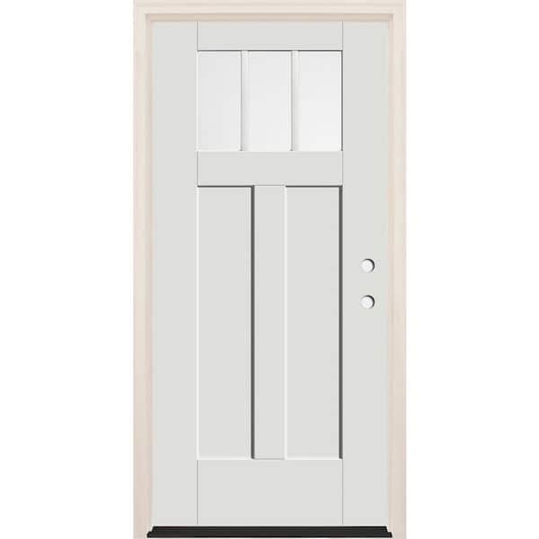 Builders Choice 36 in. x 80 in. Left-Hand 3-Lite Clear Glass Alpine Painted Fiberglass Prehung Front Door with 6-9/16 in. Frame