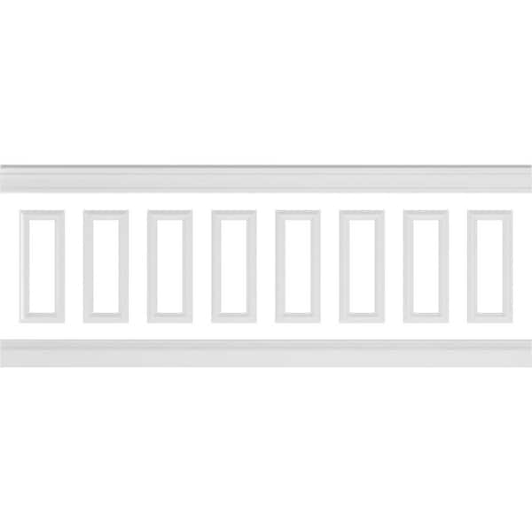 Ekena Millwork 94 1/2 in. (Adjustable 36 in. to 40 in.) 23 sq. ft. Polyurethane Ashford Square Panel Wainscot Kit Primed