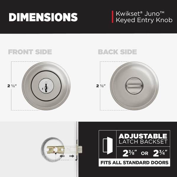 Juno Satin Nickel Entry Door Knob Featuring SmartKey Security with Microban Antimicrobial Technology