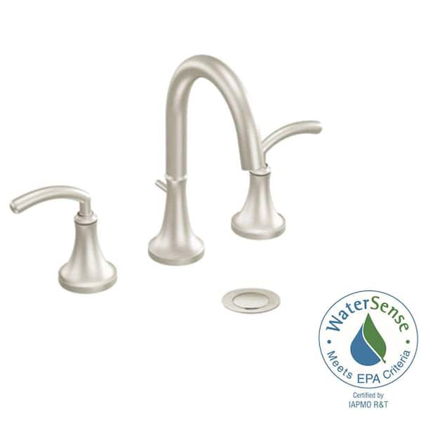 MOEN Icon 8 in. Widespread 2-Handle High-Arc Bathroom Faucet Trim Kit in Brushed Nickel (Valve Not Included)