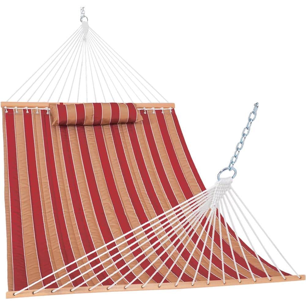 12 ft. Quilted Fabric Hammock with Pillow, Double 2 Person Hammock (Sun Str