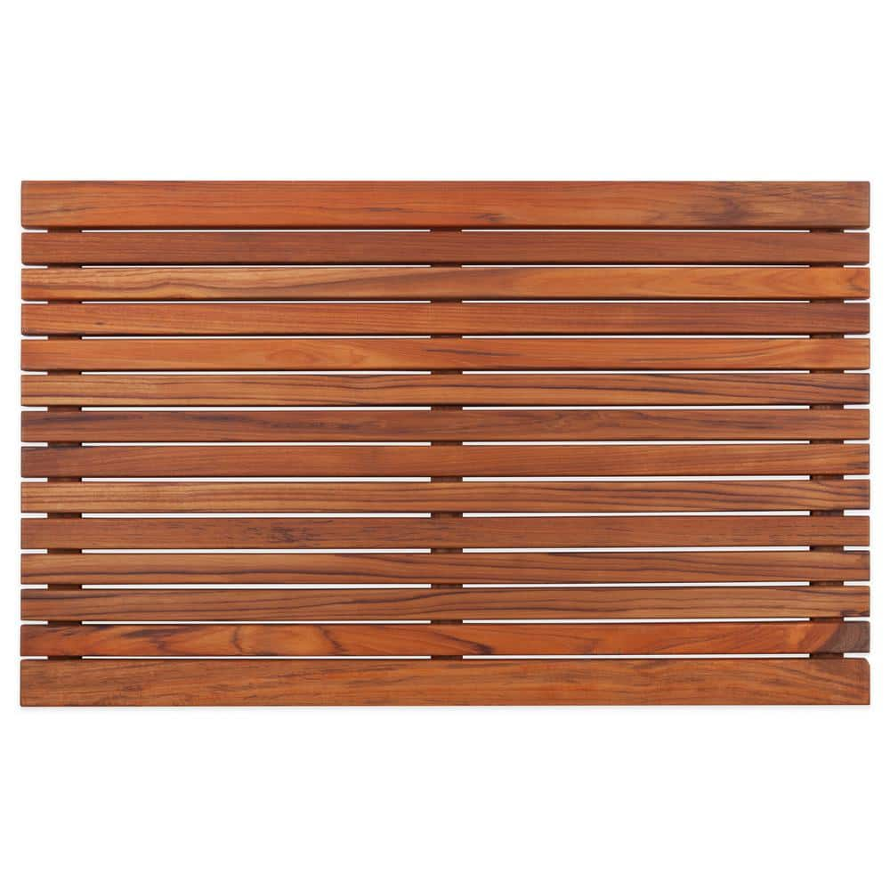 Nordic Style Oiled Teak Shower Mat 31.4 x 19.6 Wide End Slat