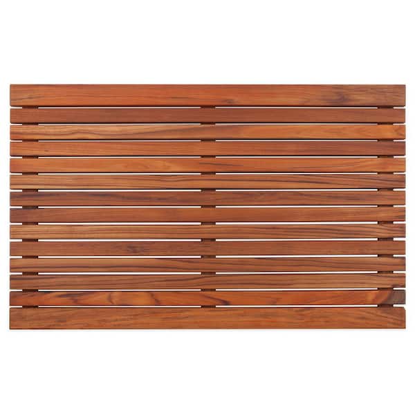 NORDIC STYLE LLC Oiled Brown Teak Indoor and Outdoor Shower/Bath Mat with Wide End Slat 31.4 in. x 19.6 in.