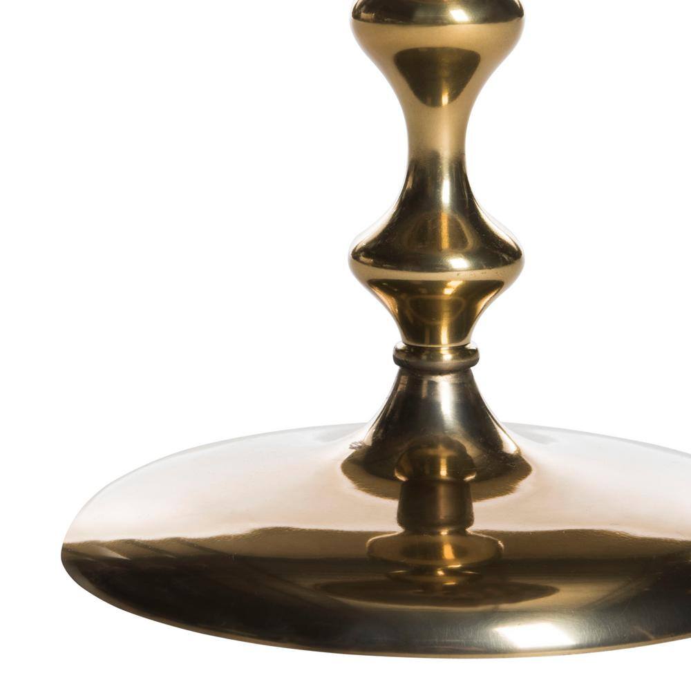 Antique Brass Round Metal Side Table, 16 Inch
