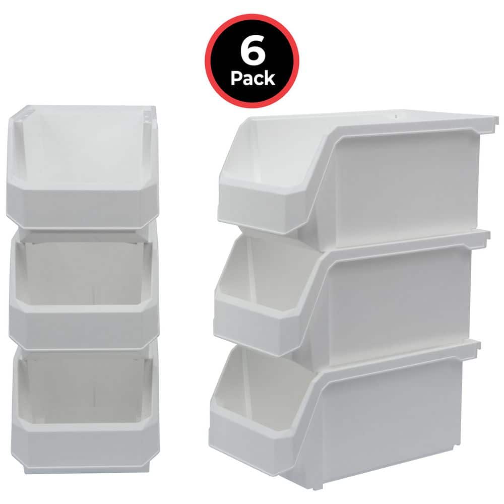 Large 14.75 in. D x 8.25 in. W x 7 in. H White Plastic Stackable Storage Bin Containers for Organizing (6-Pack) price history on PriceWatchPro