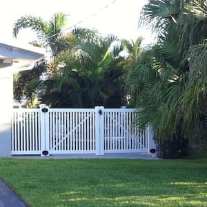 Williamsport 10 ft. W x 4 ft. H White Vinyl Pool Fence Double Gate Kit Includes Gate Hardware