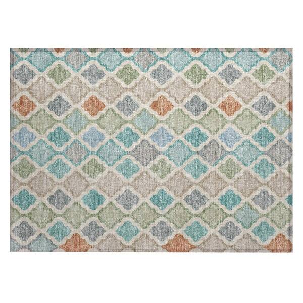 Chantille Machine Washable Indoor/Outdoor Abstract ACN3138 Aqua 3 ft. x 4 ft. Area Rug