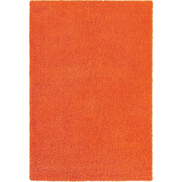 Unique Loom Solid Shag Tiger Orange 7 ft. x 10 ft. Area Rug