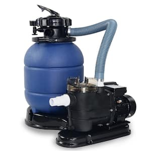 2400 GPH 13 in. 1.25 sq. ft. Sand Pool Filter 4-Way Valve System Combo with 3/4 HP Above-Ground Pool Pump and Stand