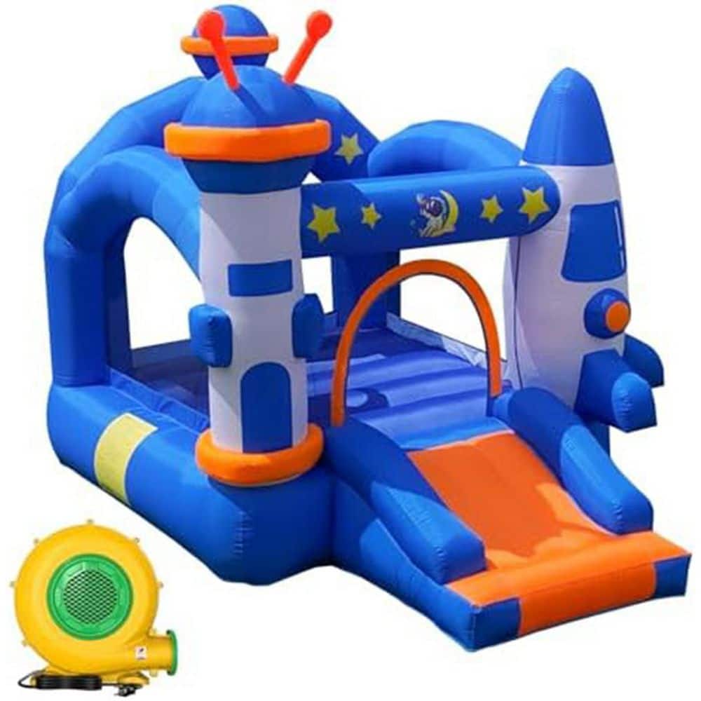 Space Bounce House with Blower, Basketballs, 108.3x72.8x82.7in Blue Starry Sky Indoor Outdoor Play price history on PriceWatchPro