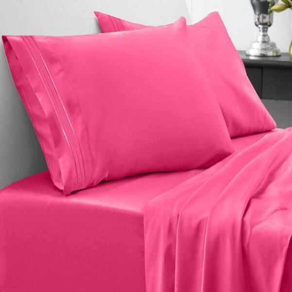 Sweet Home Collection 1800 Series 4-Piece Fushcia Solid Color Microfiber California King Sheet Set