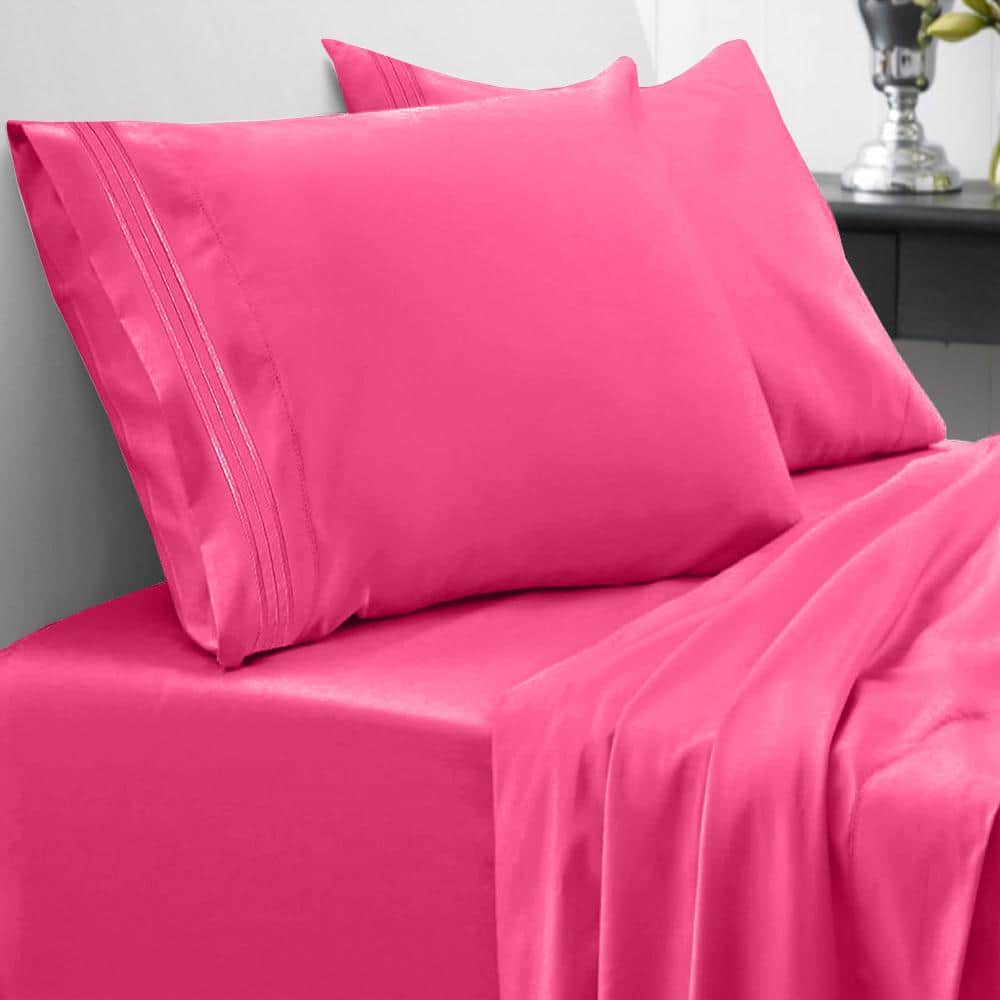 Twin Fuchsia Deep Pocket Microfiber Sheet Set