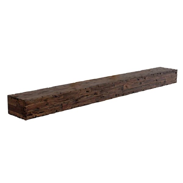 Barton 72 in. W Floating Vintage Wood Fireplace Mantel Wall Shelf