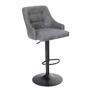 46 in. Gray Adjustable Counter Height Swivel Bar Stool with PU Leather