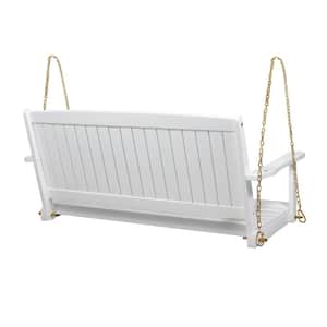48.25 in. 2-Person White Acacia Wood Porch Swing with 8 ft. Chains