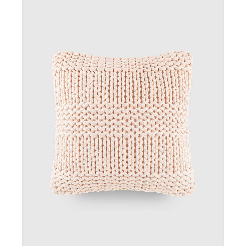 Blush Chunky Knit Acrylic Square Throw Pillow Set