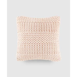 Blush Cozy Chunky Knit Acrylic 20 in. x 20 in. Decor Throw Pillow