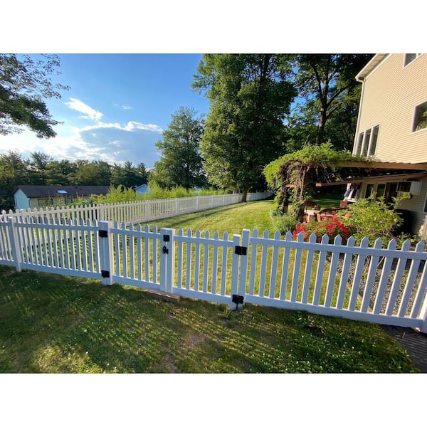 Chelsea 10 ft. W x 3 ft. H White Vinyl Picket Fence Double Gate Kit Includes Gate Hardware