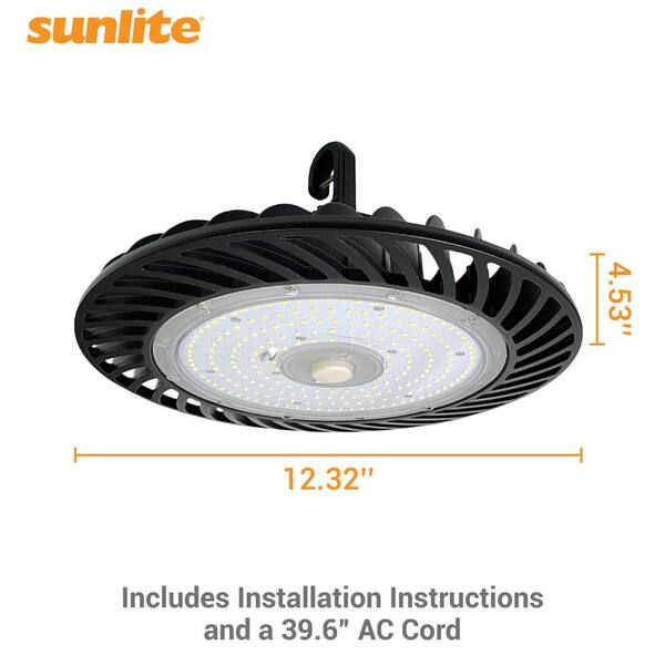 Sunlite 12.3 in. 750-Watt Equivalent Integrated LED Dimmable Black High Bay UFO Light 5000K 39000 Lumens, UL Listed, IP65