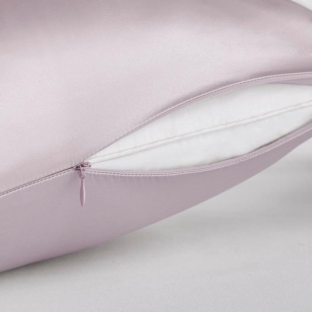 Standard Pink Silk Pillowcase with Zipper Closure