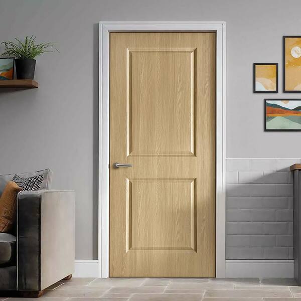 CALHOME 32 in. x 83 in. 2 Panel Hollow Core Oak Finished PVC