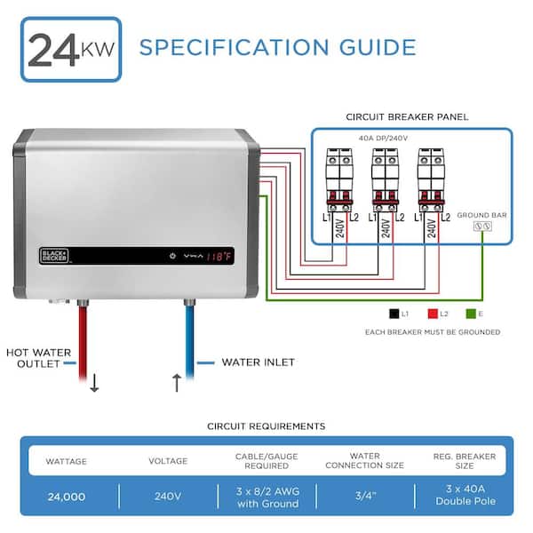 Black Decker 24 Kw 4 65 Gpm Residential, Electric Tankless Water Heater Wiring Diagram