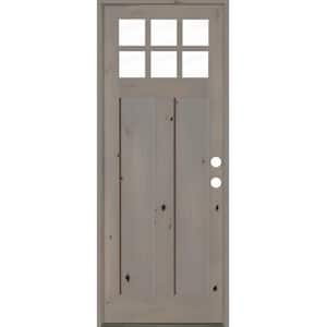 36 in. x 96 in. Craftsman Left-Hand 6-Lite Clear Glass Grey Stained Wood Prehung Front Door