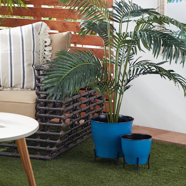 12 in. Blue Metal Farmhouse Planter (2-Pack)