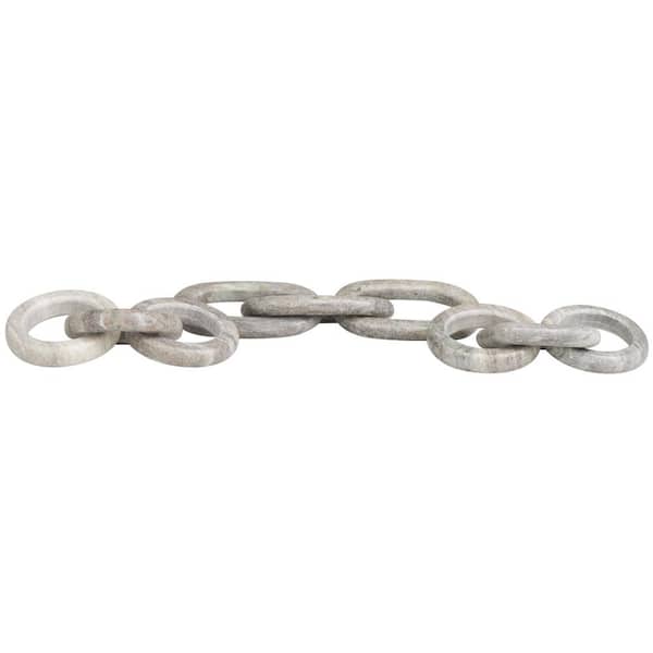 Litton Lane Gray Marble Geometric 3-Link Chain Sculpture with Various Shapes (Set of 3)